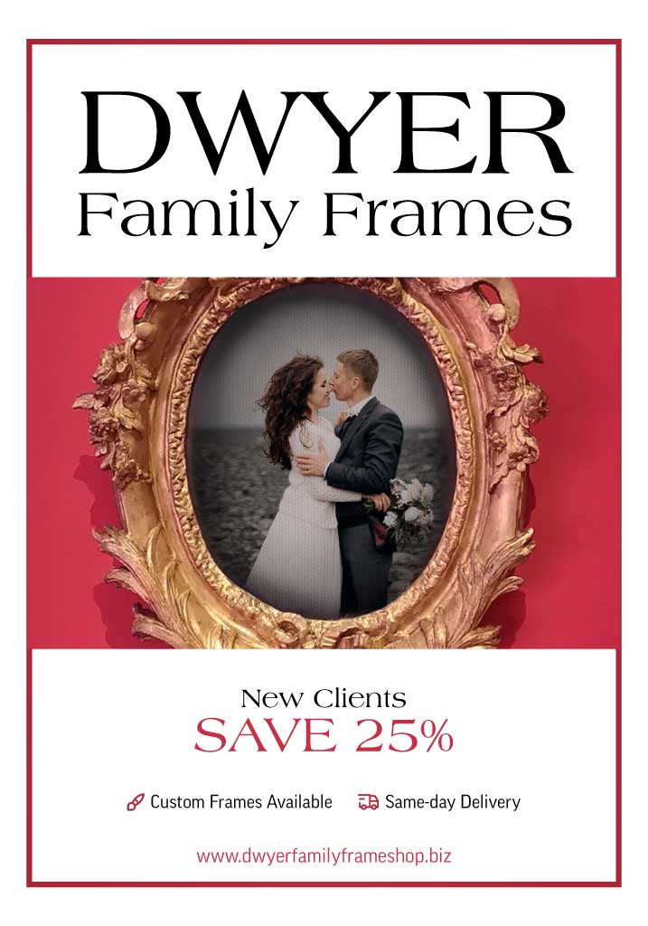 Elegant Red and Gold Frame Shop Ad