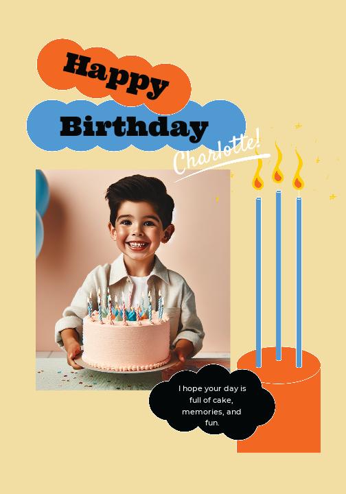 Joyful Blue and Orange Birthday Poster Design