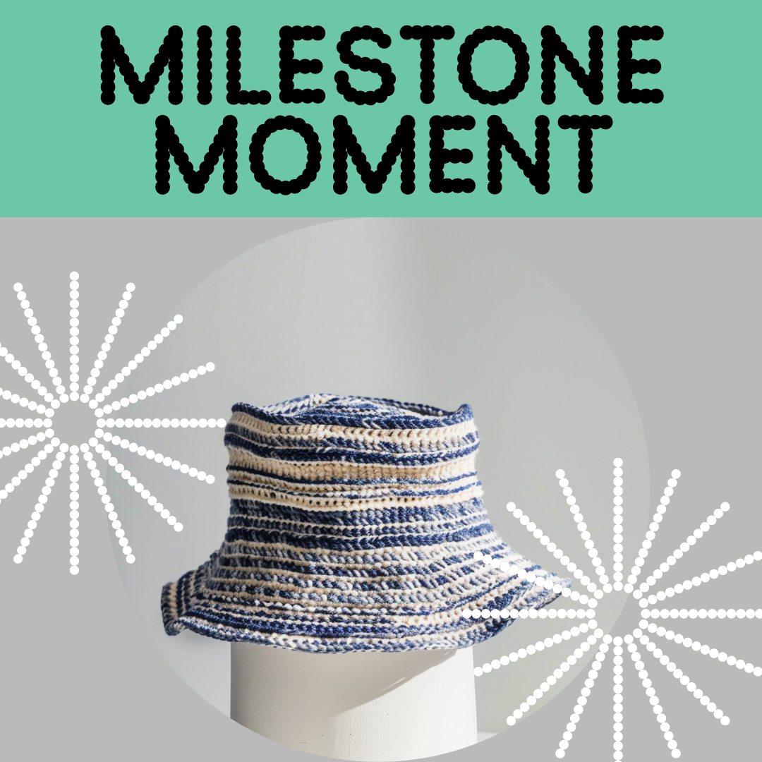 Blue and White Crochet Hat Celebration Instagram Square Post