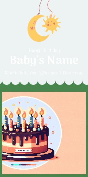 Blue and Yellow Newborn Announcement Poster