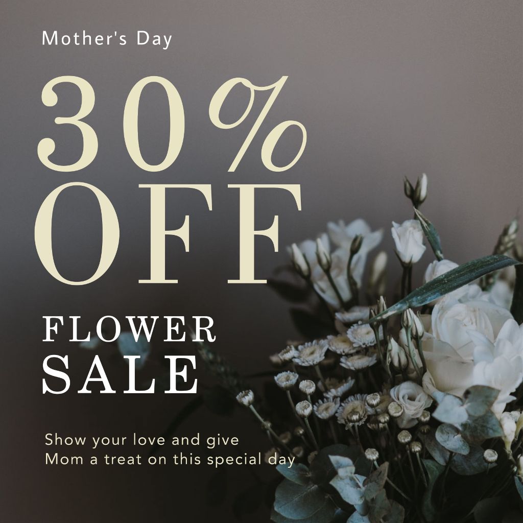 Elegant Mother's Day Floral Sale Poster Beige