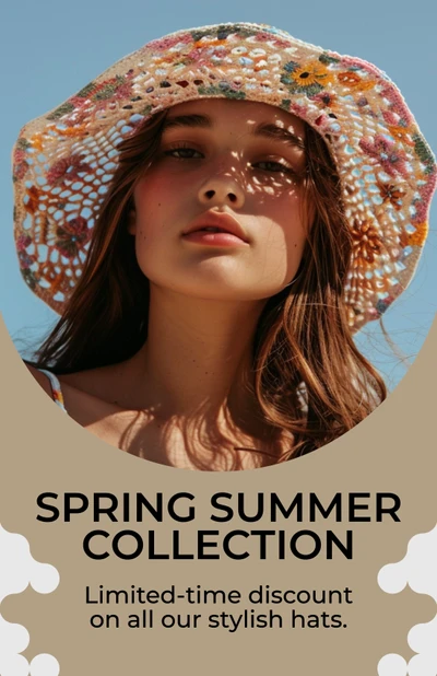 Template Trendy Spring Summer Hat Poster in Beige