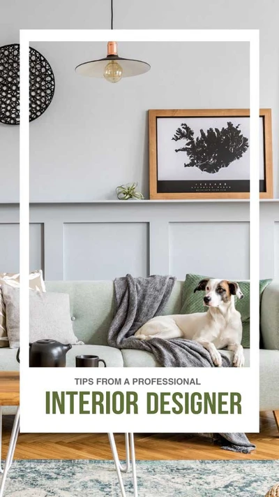 Template Sleek Green-Themed Interior Design Poster