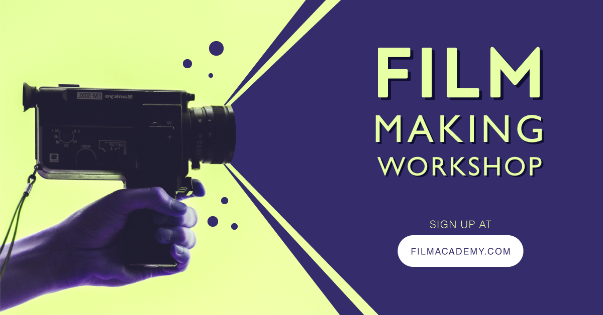 Creative Filmmaking Workshop Poster Design Purple Yellow