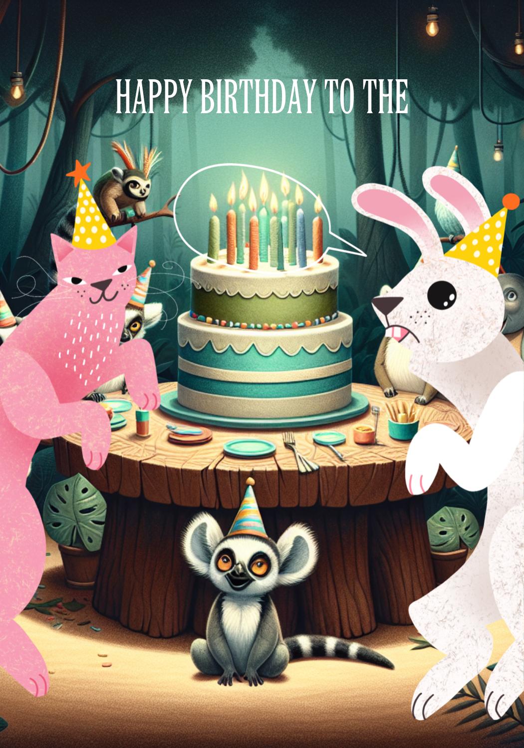 Whimsical Birthday Post with Pink and Teal Animals