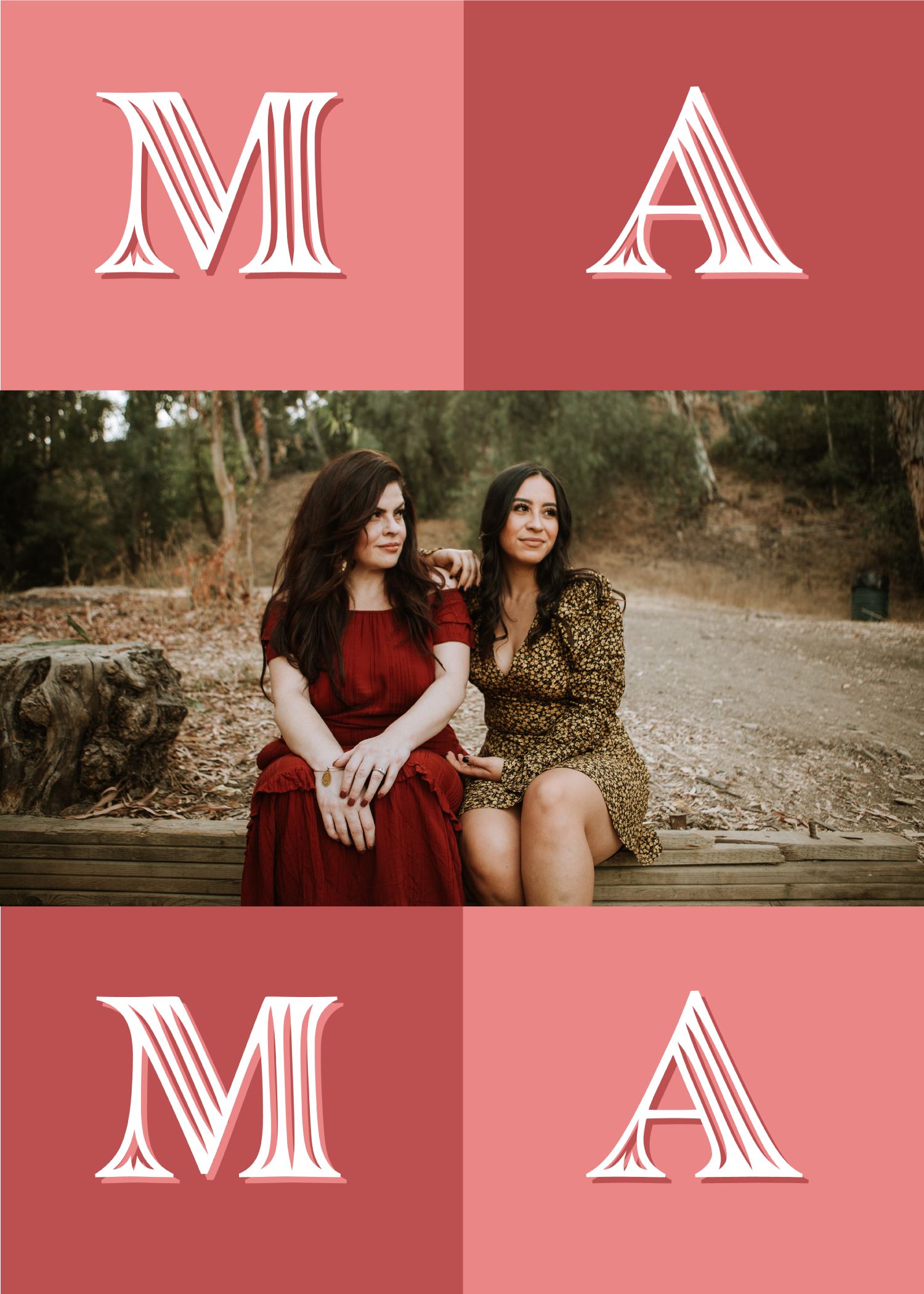 Stylish Friendship Portrait Poster with Red Hue