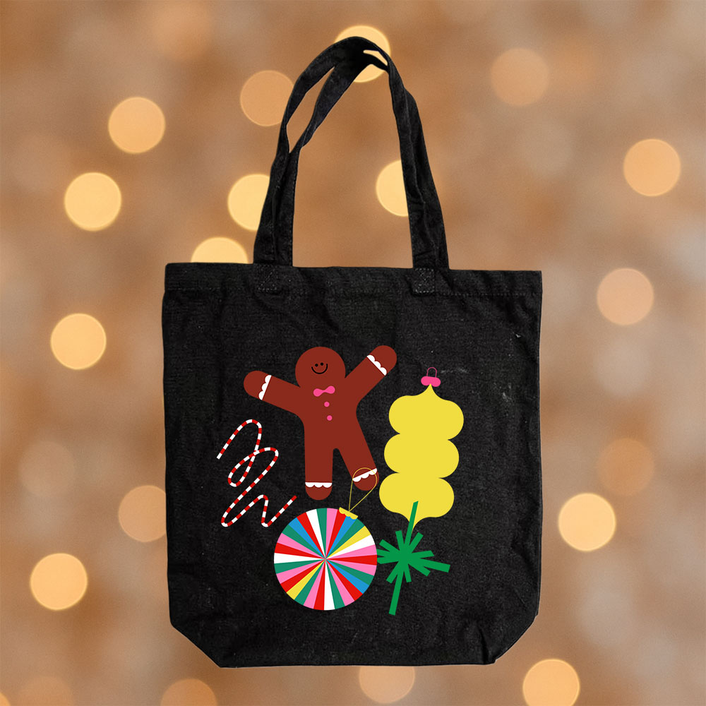 Template Joyful Holiday Tote Bag Design in Brown