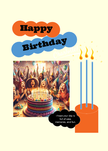 Vibrant Birthday Greetings Orange Blue Poster