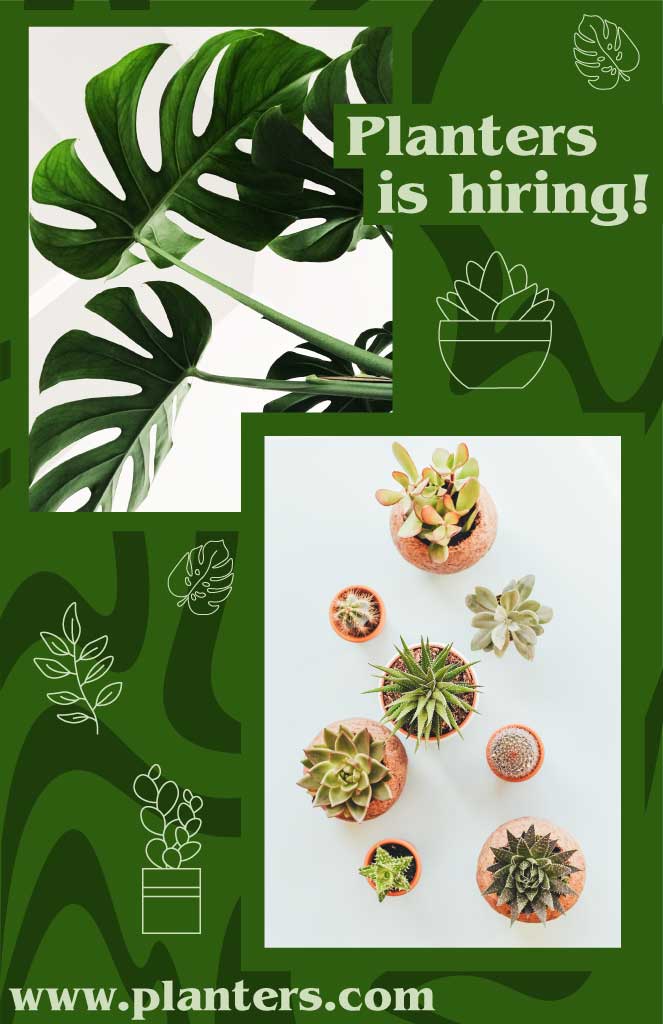 Green Botanical Job Announcement Poster