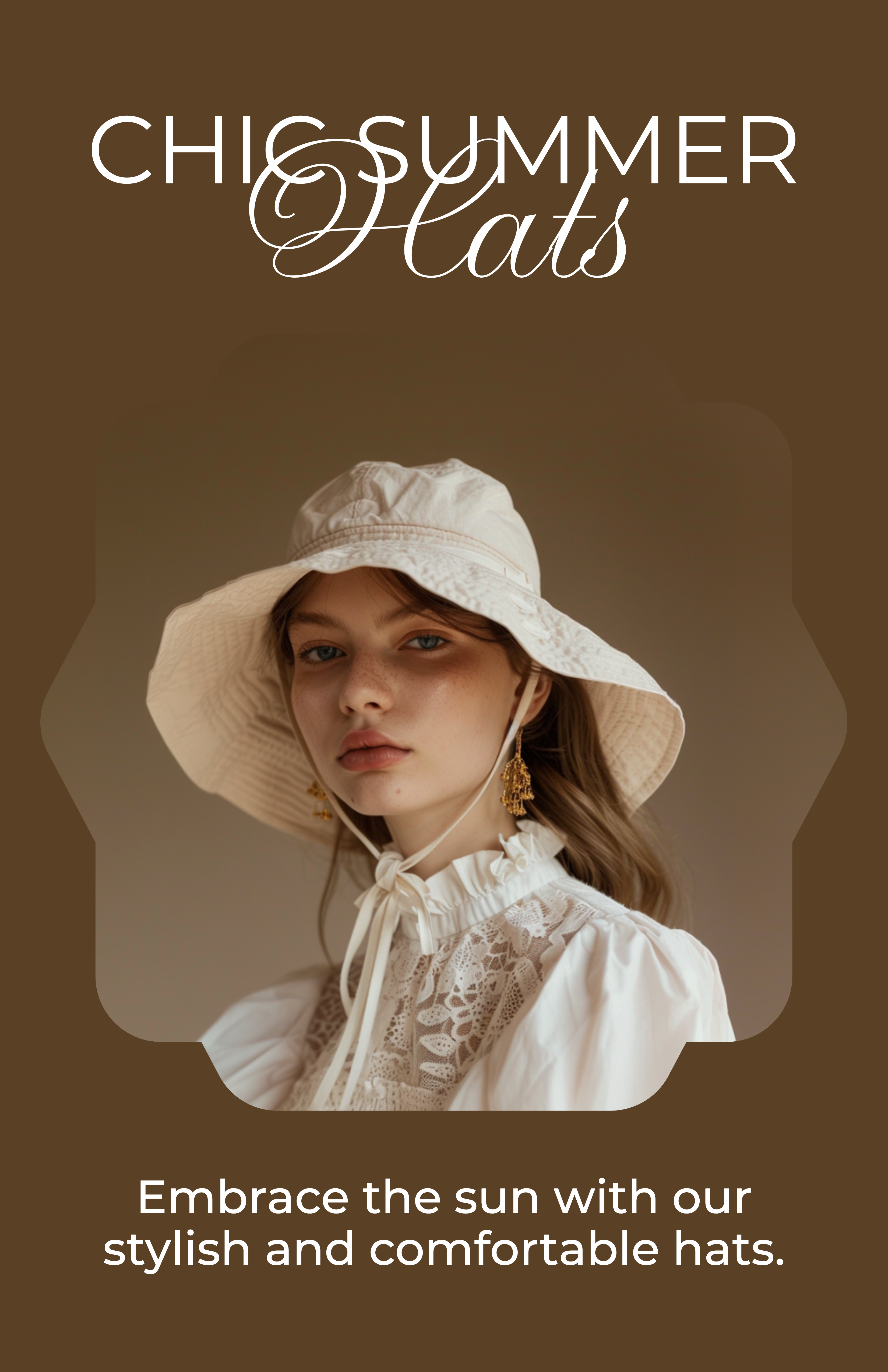 Template Stylish Beige Summer Hats Poster Ad