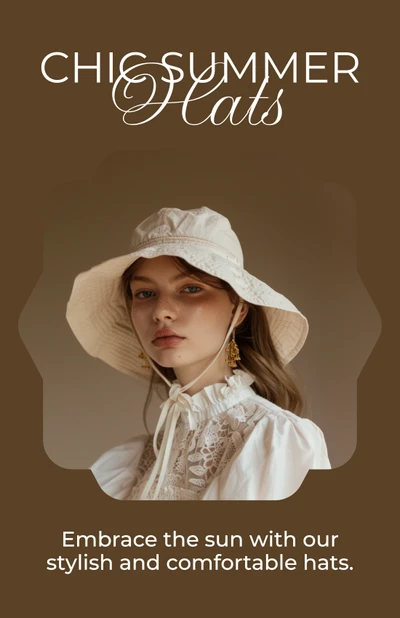 Template Stylish Beige Summer Hats Poster Ad