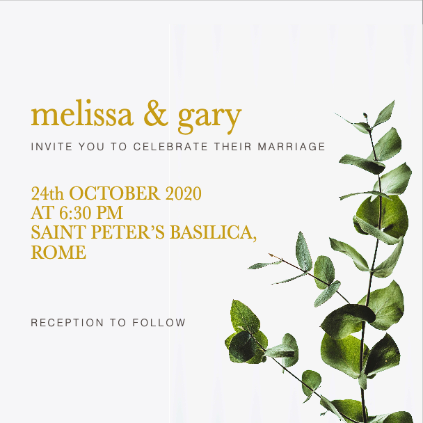 Green and Gold Wedding Invitation Post