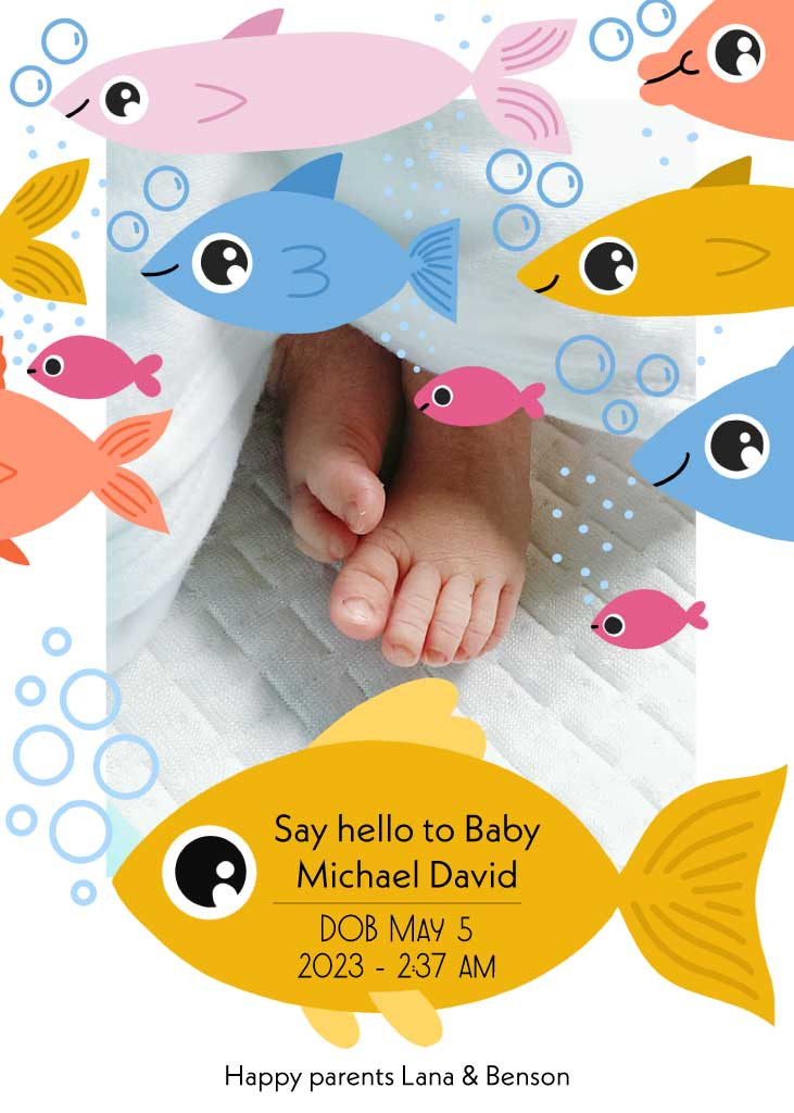 Template Blue and Pink Newborn Announcement Post