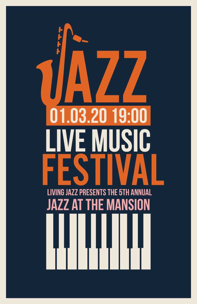 Template Orange and Navy Blue Jazz Festival Poster