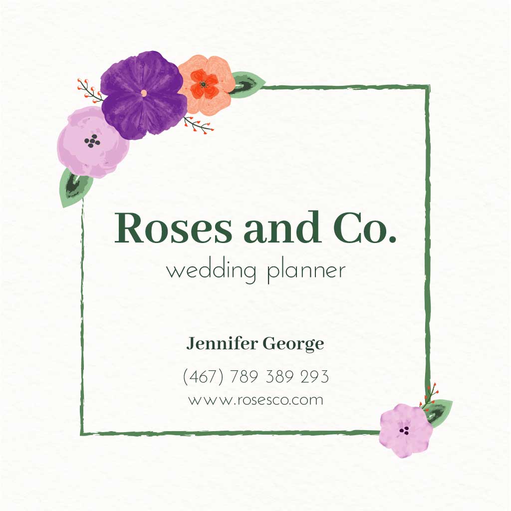 Elegant Green Floral Wedding Planner Ad