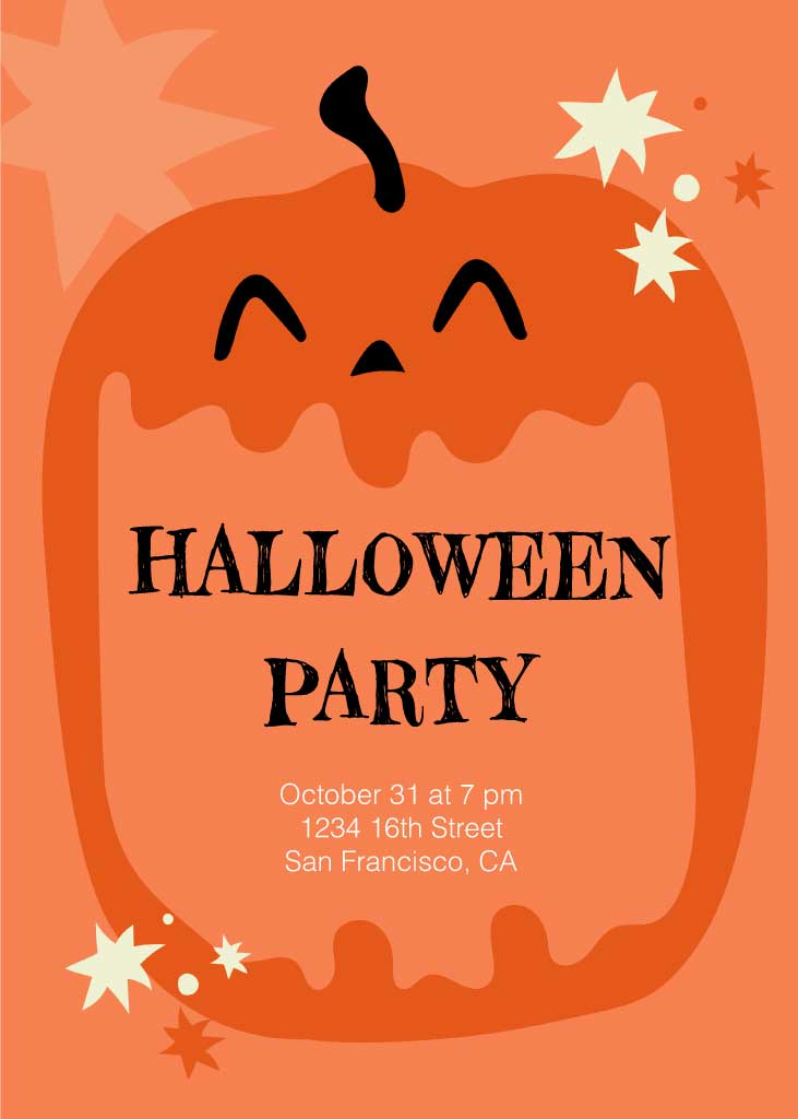 Spooky Orange Halloween Party Poster Design