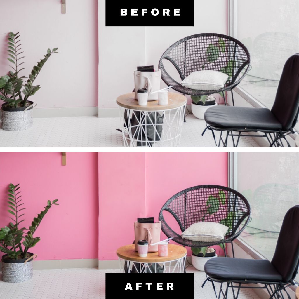 Chic Pink and White Before-After Post Design