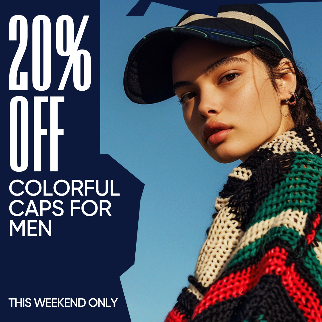 Exclusive Blue Instagram-Square Ad for Men's Caps