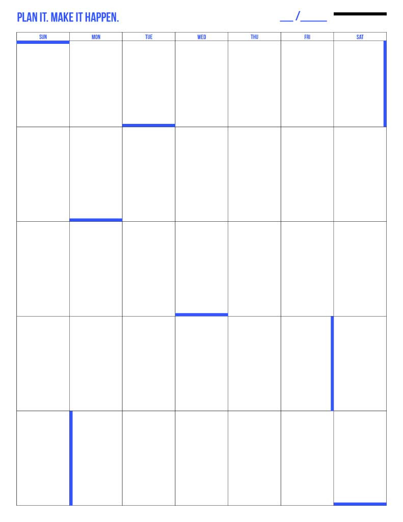 Template Sleek Blue and Black Weekly Planner Post