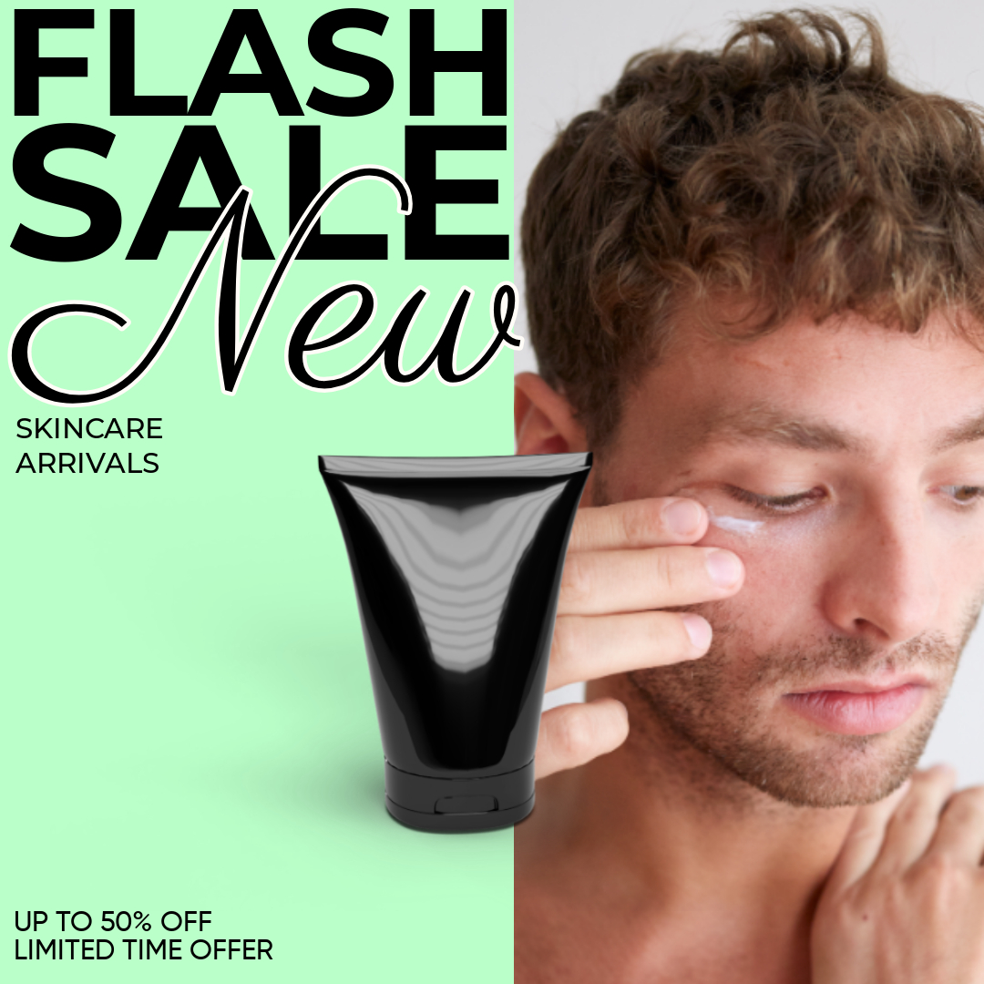 Skincare Flash Sale Ad Pink Black Highlights