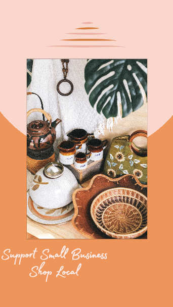 Template Shop Local Support Small Business Poster Peach