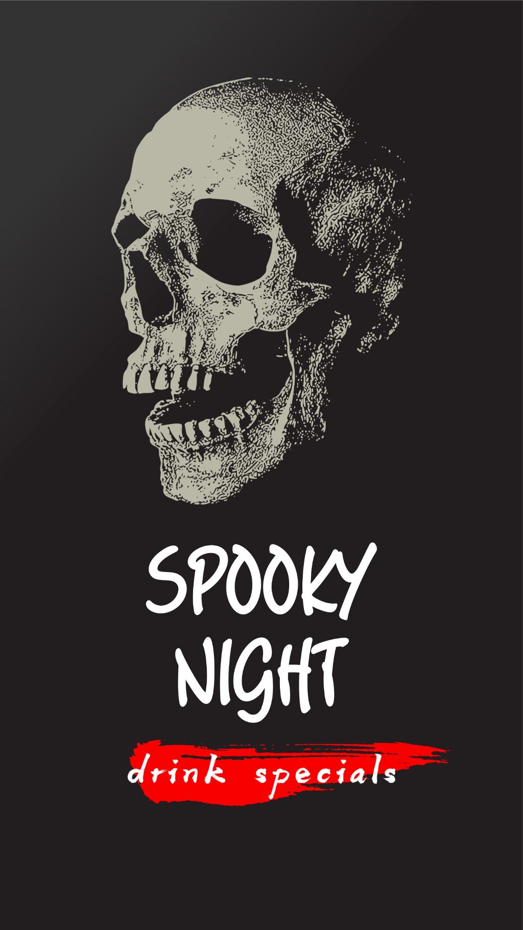 Spooky Night Skull Drink Poster in Black and Red