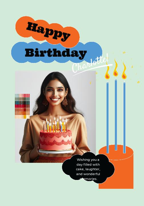 Joyful Blue and Orange Birthday Poster Design