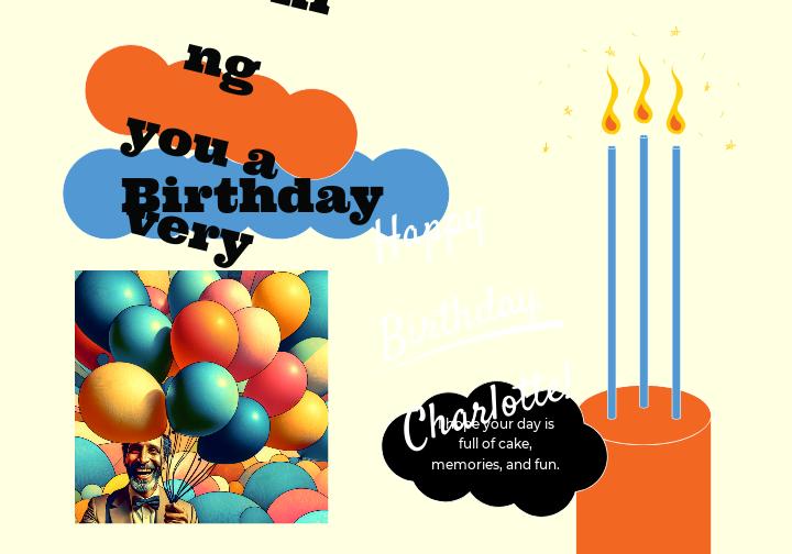 Joyful Blue and Orange Birthday Poster Design