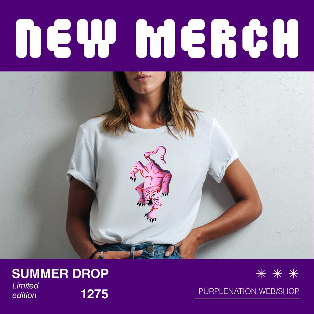 Attention-Grabbing Purple Summer Merch Poster