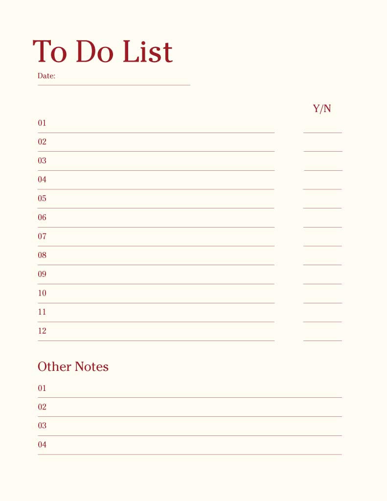 Template Elegant Maroon and Cream To-Do List Template
