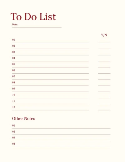 Template Elegant Maroon and Cream To-Do List Template