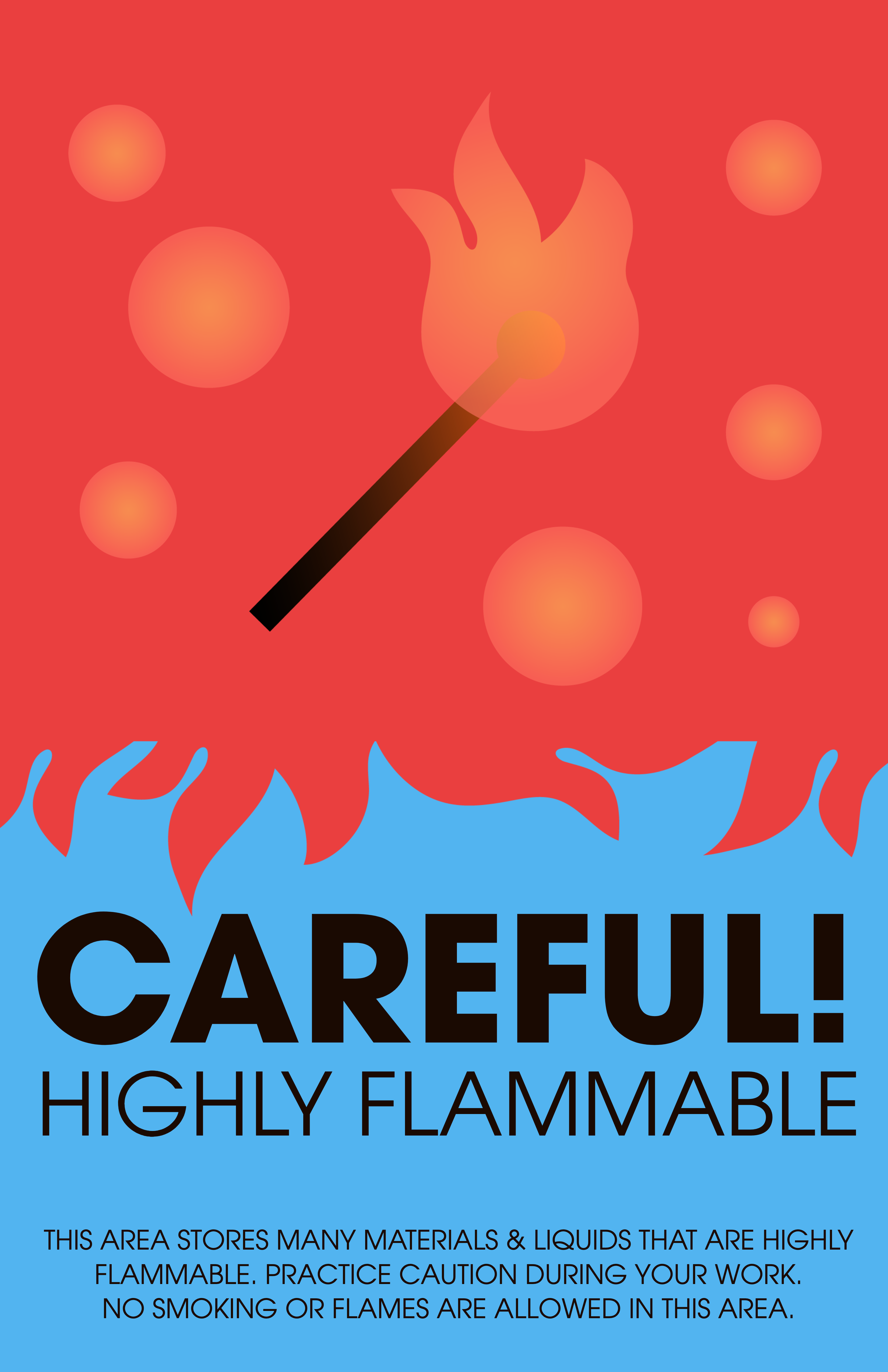 Template Bold Red and Blue Safety Warning Poster