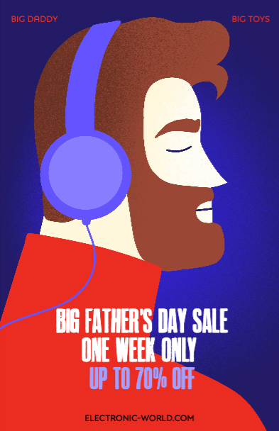 Bold Father's Day Sale Red Blue Poster