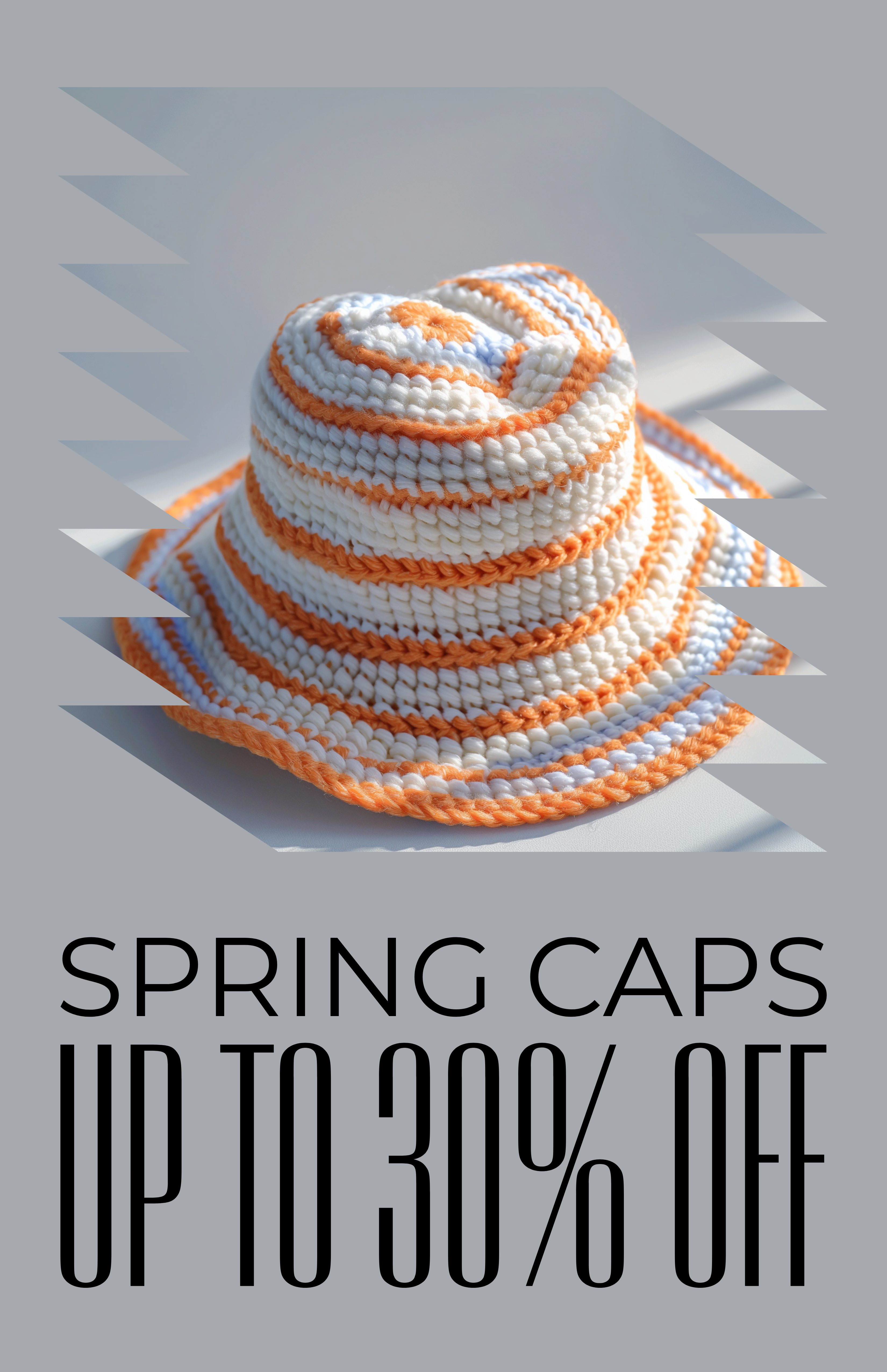 Spring Caps Sale Poster in Orange and White