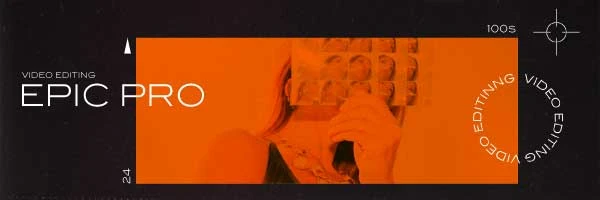 Template Sleek Orange and Black Video Editing Voucher