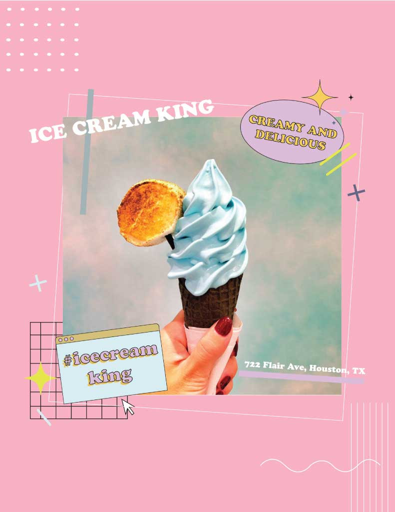 Template Sweet Treat Ice Cream Poster in Pastel Pink