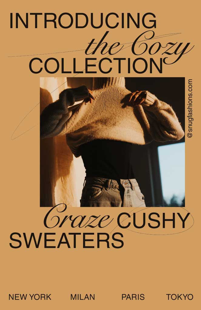 Cozy Collection Tan Color Fashion Ad