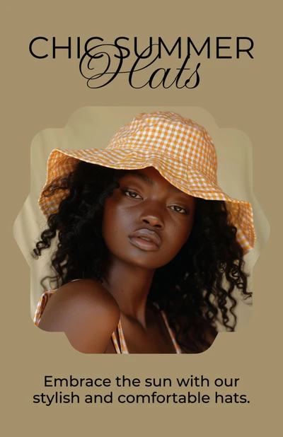 Template Stylish Summer Hat Poster in Beige