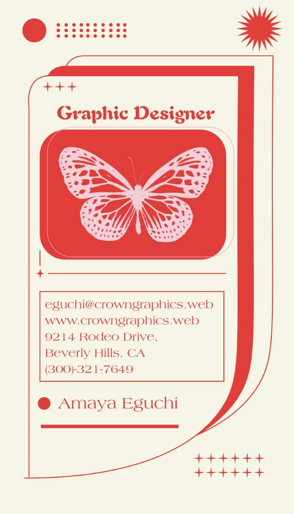 Red and Beige Graphic Designer Business Card