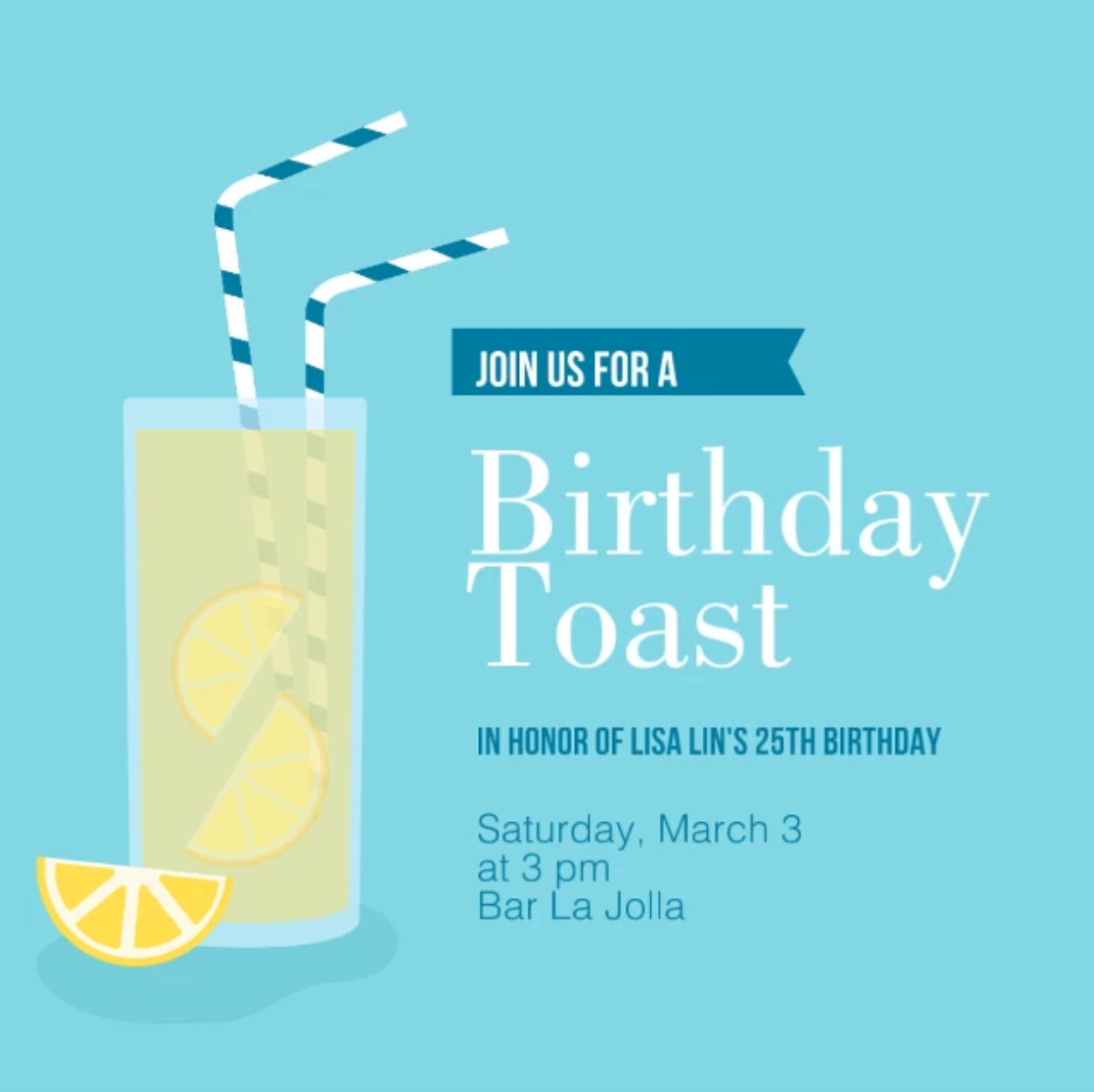 Cool Blue Birthday Invitation Post