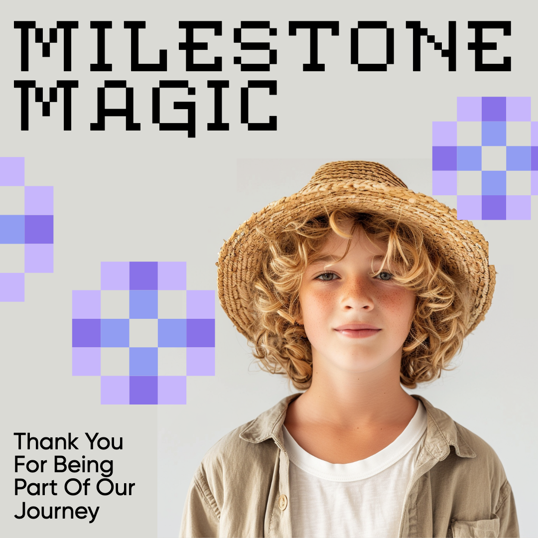 Milestone Magic Blue Pink Instagram Post Design