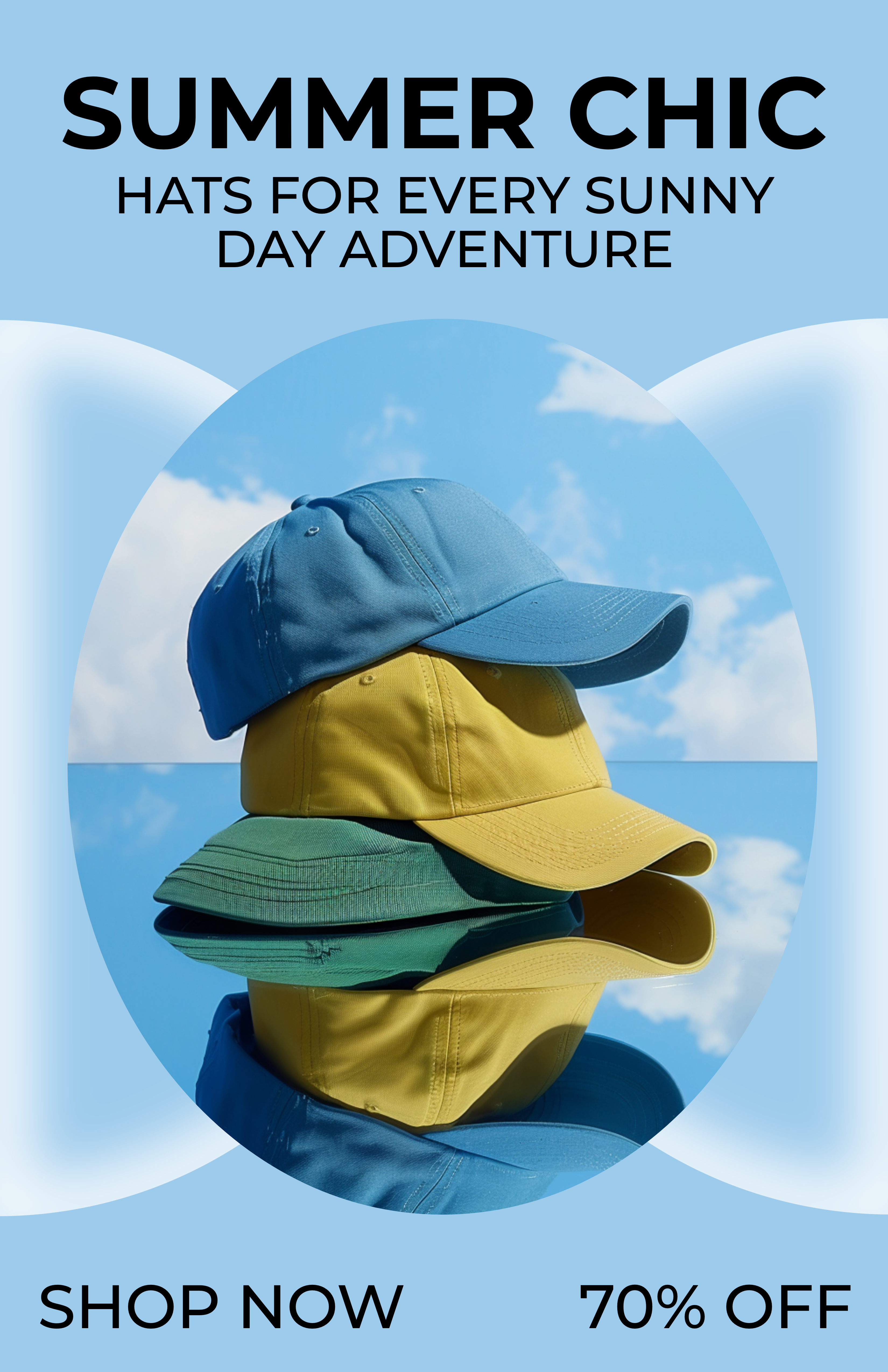 Template Stylish Summer Chic Hat Poster in Blue