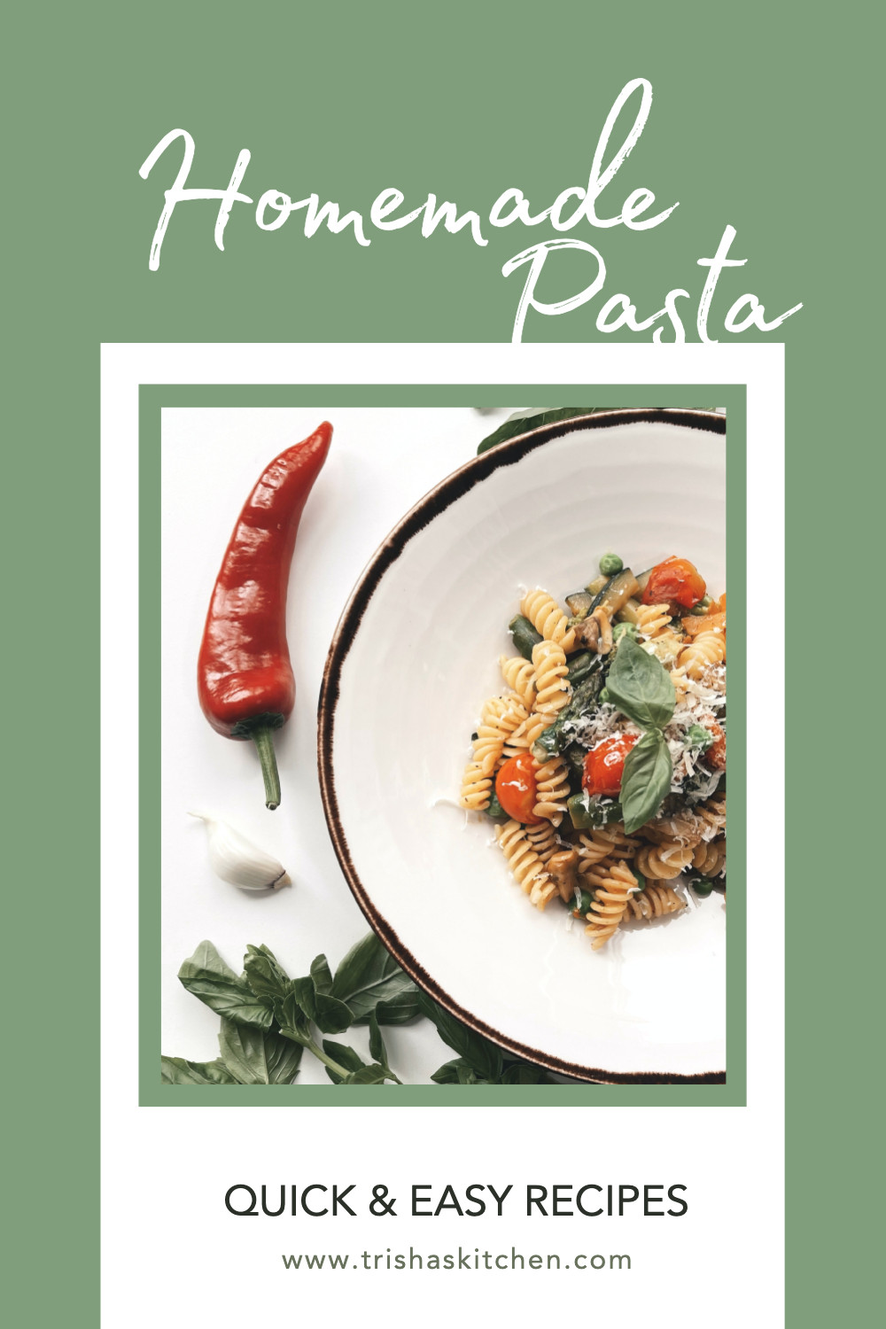 Template Green Themed Homemade Pasta Recipe Post
