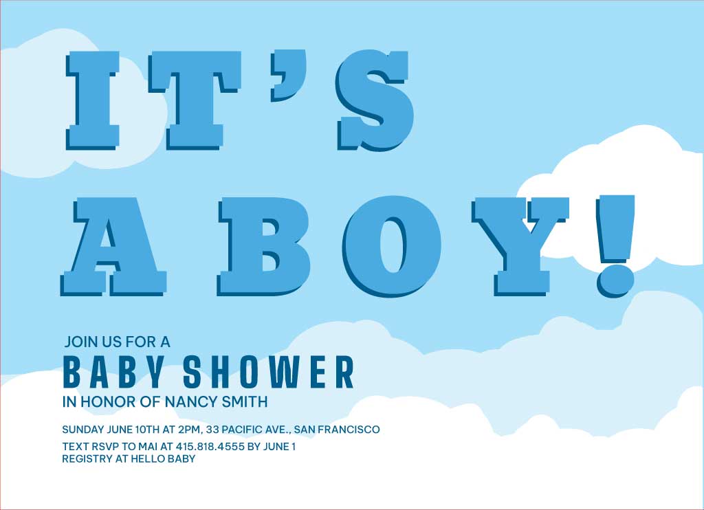 Baby Blue Sky Baby Shower Invitation Poster