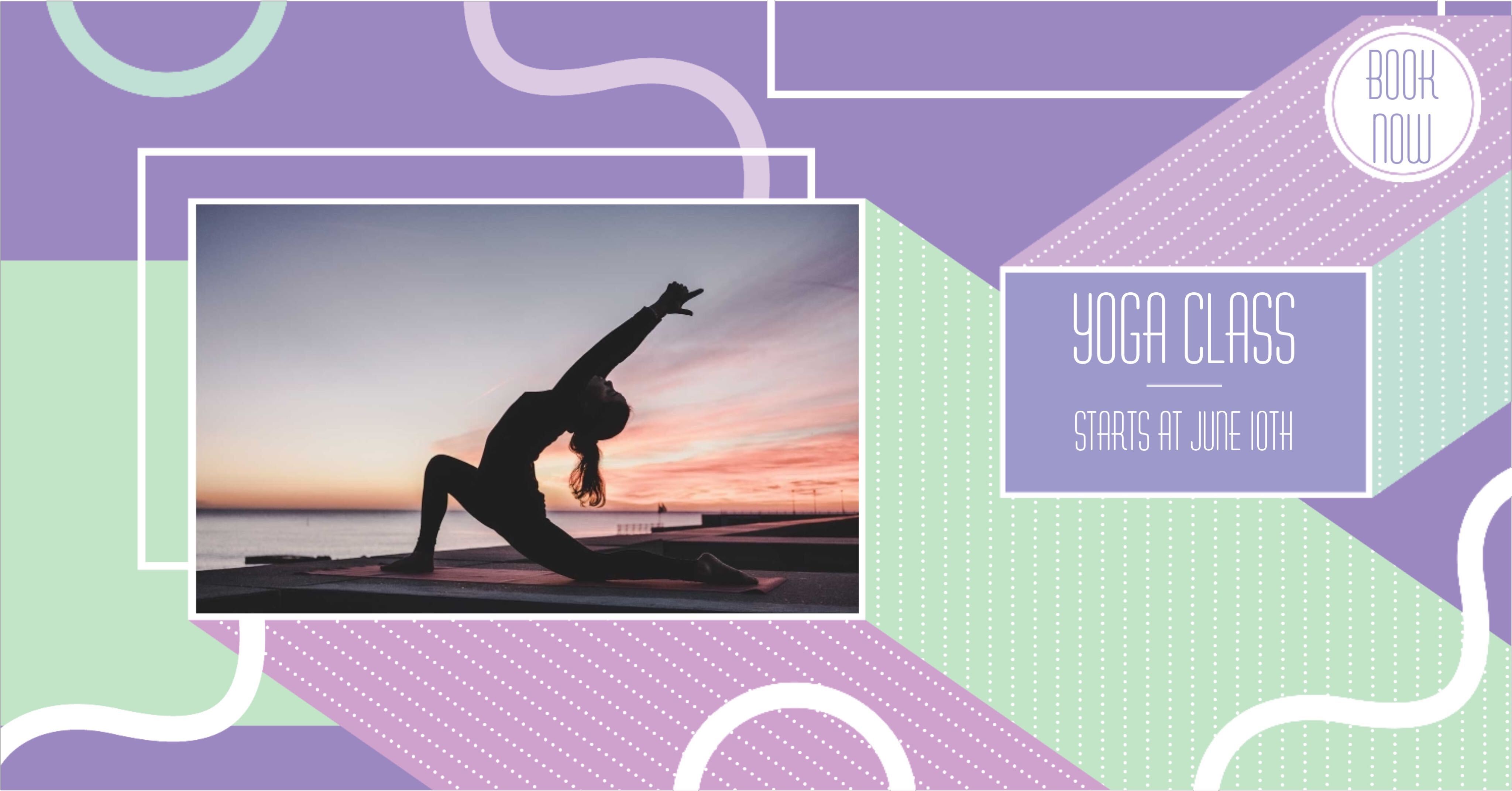 Serenity Now Yoga Class Ad with Purple Hues