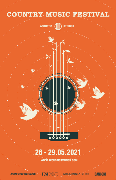 Template Orange Acoustic Celebration Poster Design