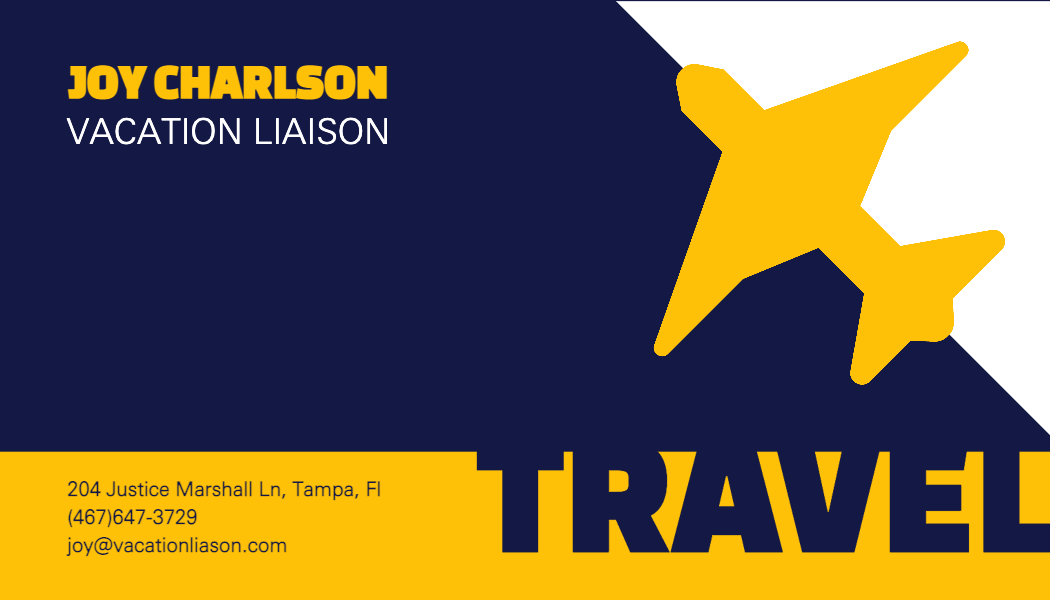 Sleek Navy and Yellow Travel Voucher Design