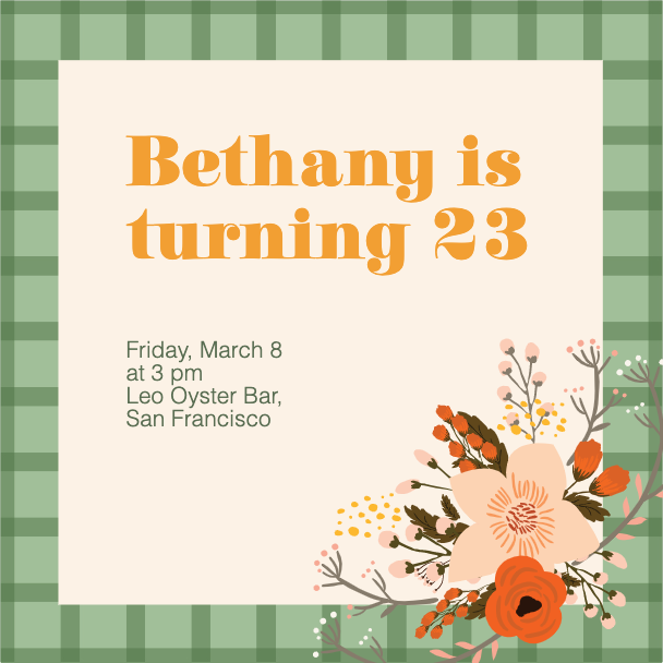 Template Chic Green Orange Birthday Celebration Poster