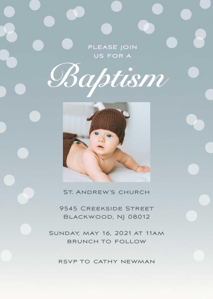 Elegant Baptism Invitation Post Grey and White