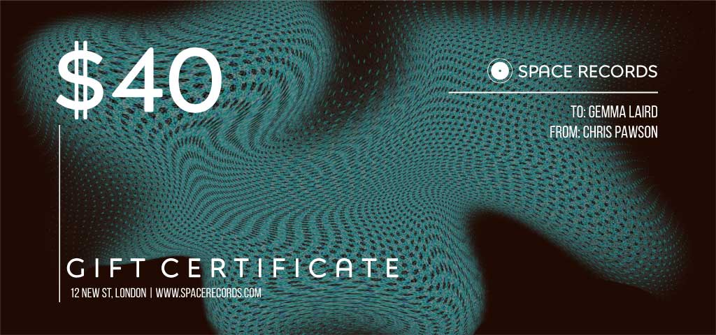 Sleek Teal Music Gift Certificate Design